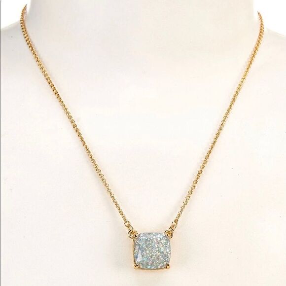 Kate Spade square pendant necklace on gold chain. - Picture 1 of 6